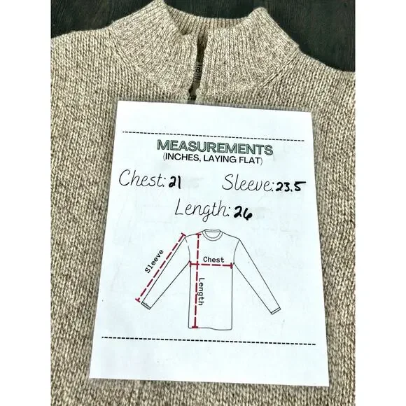 L.L Bean Men's M Heavyweight 100% Lambs Wool Sweater Jacket Beige Oatmeal - Picture 10 of 11